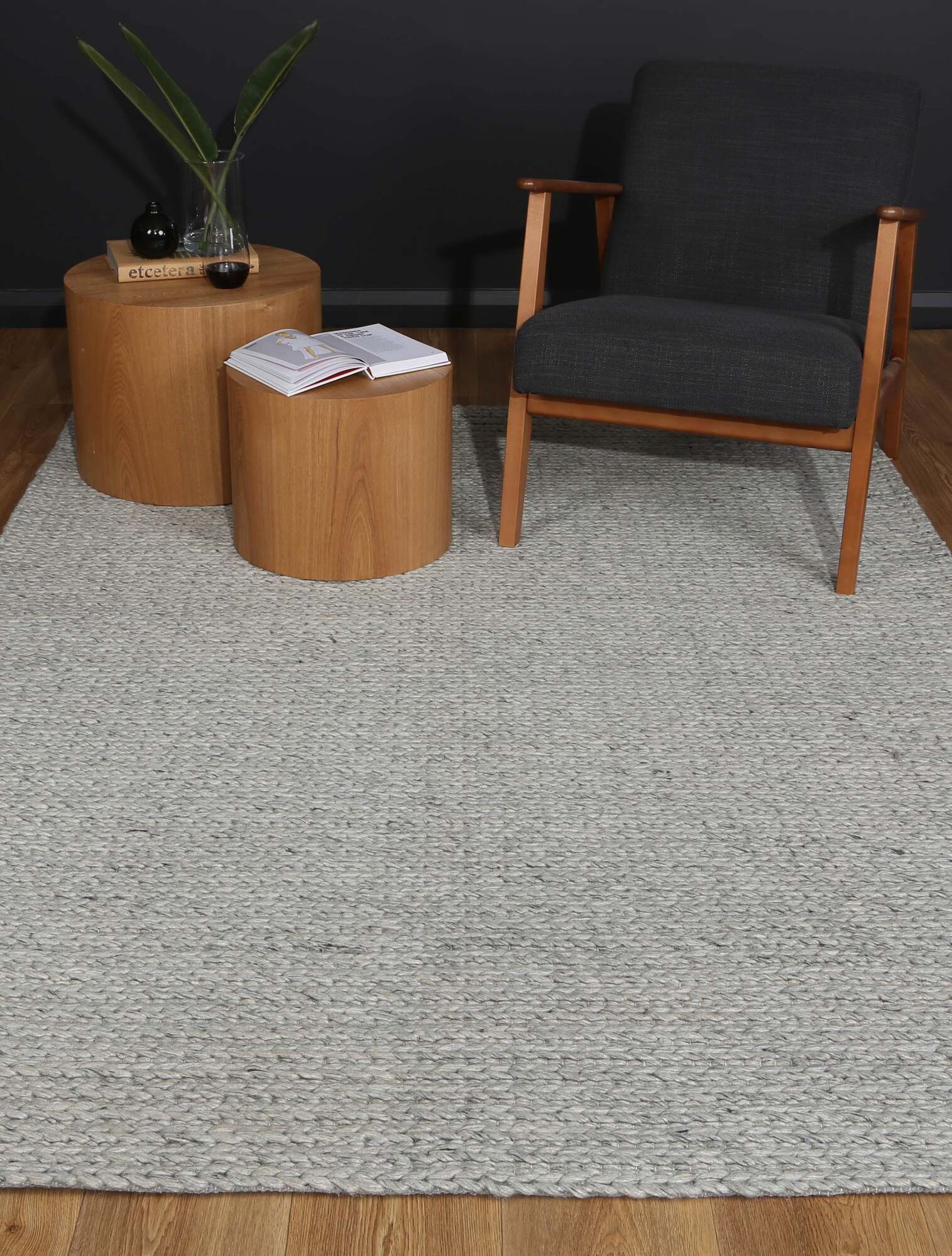 Large View Zuri Grey Hand Loomed Rug(Size 230 x 160cm)