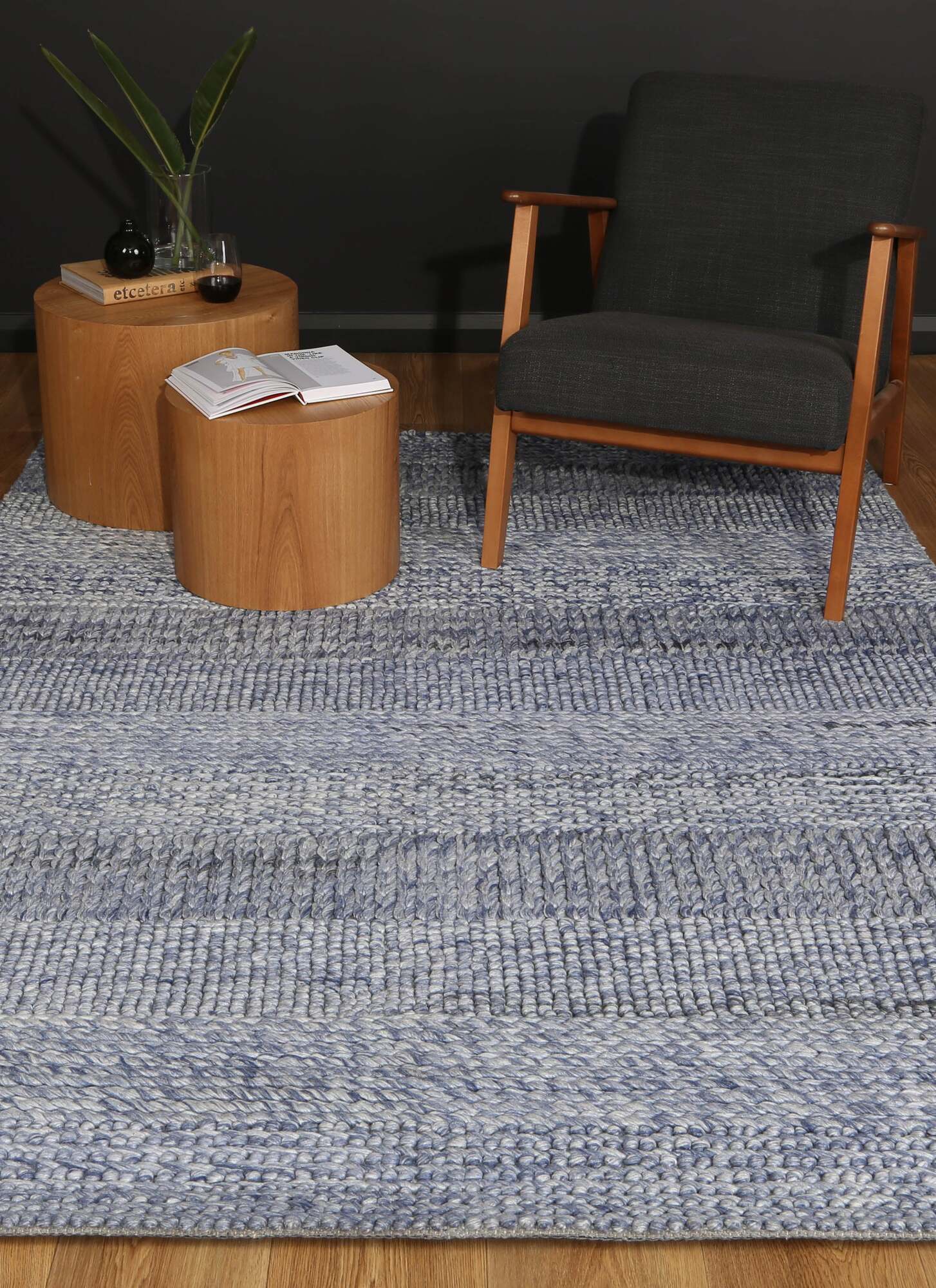 Zuri Blue Hand Loomed Rug(Size 230 x 160cm)