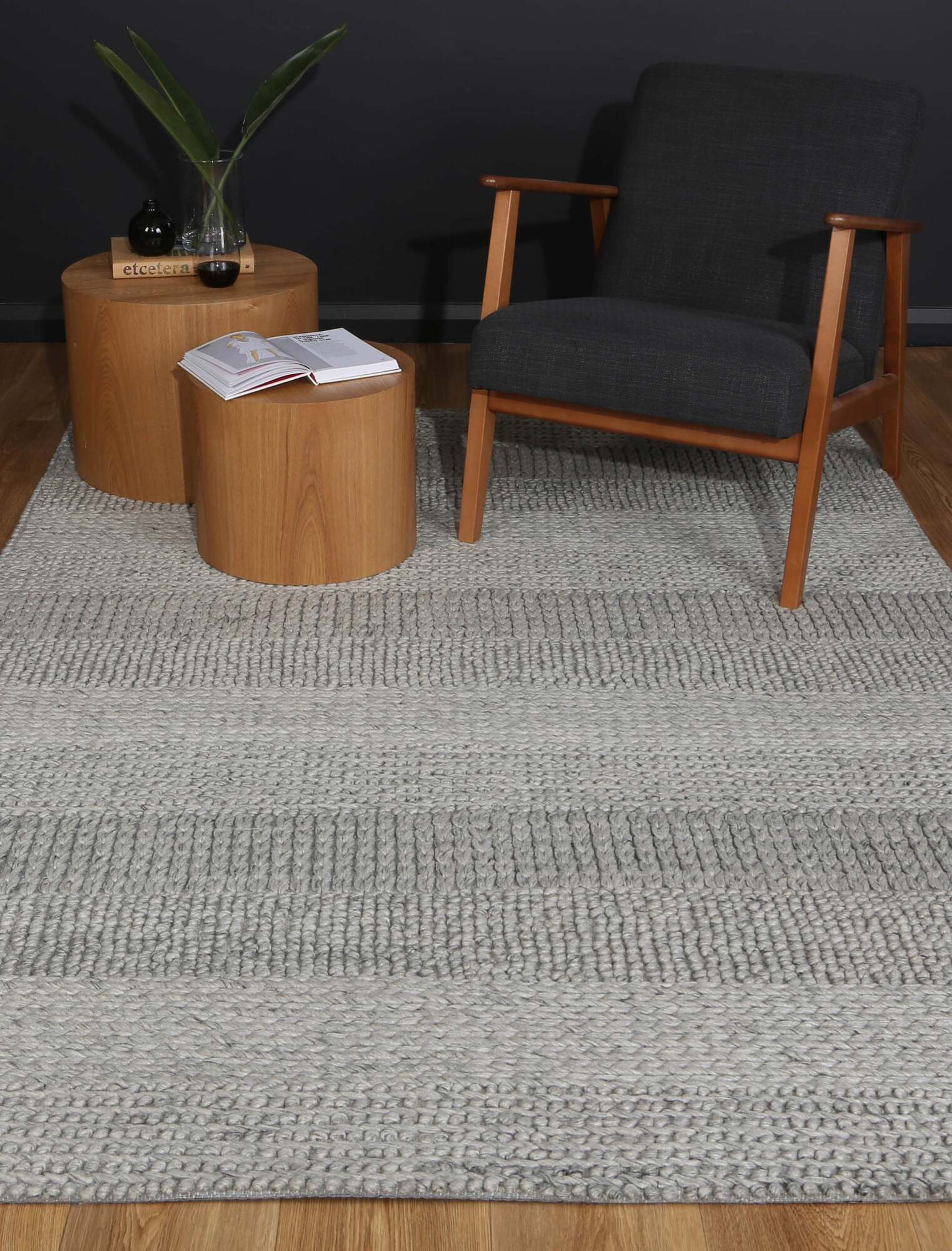 Zuri Grey Hand Loomed Rug(Size 230 x 160cm)