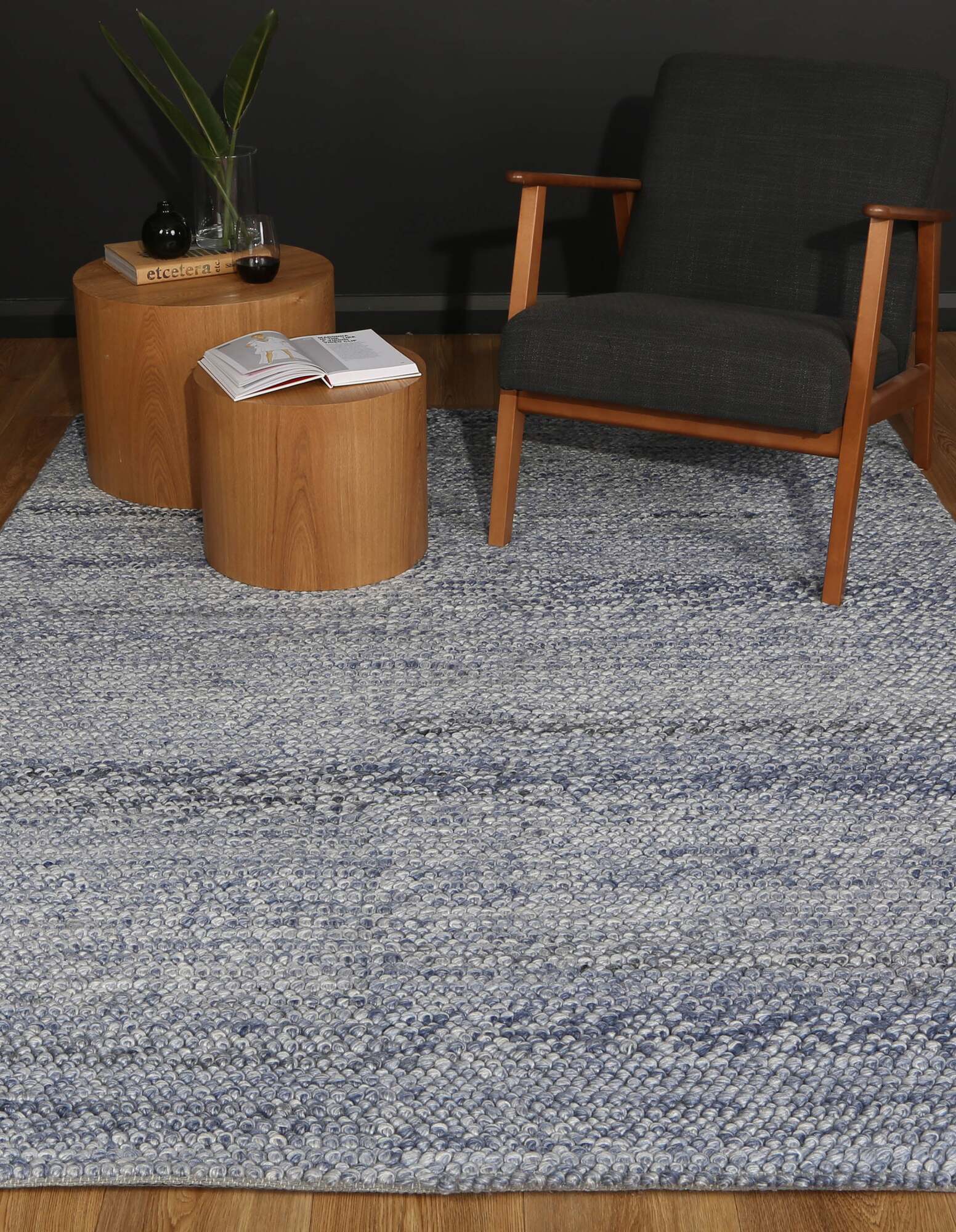Large View Zuri Blue Hand Loomed Rug(Size 230 x 160cm)