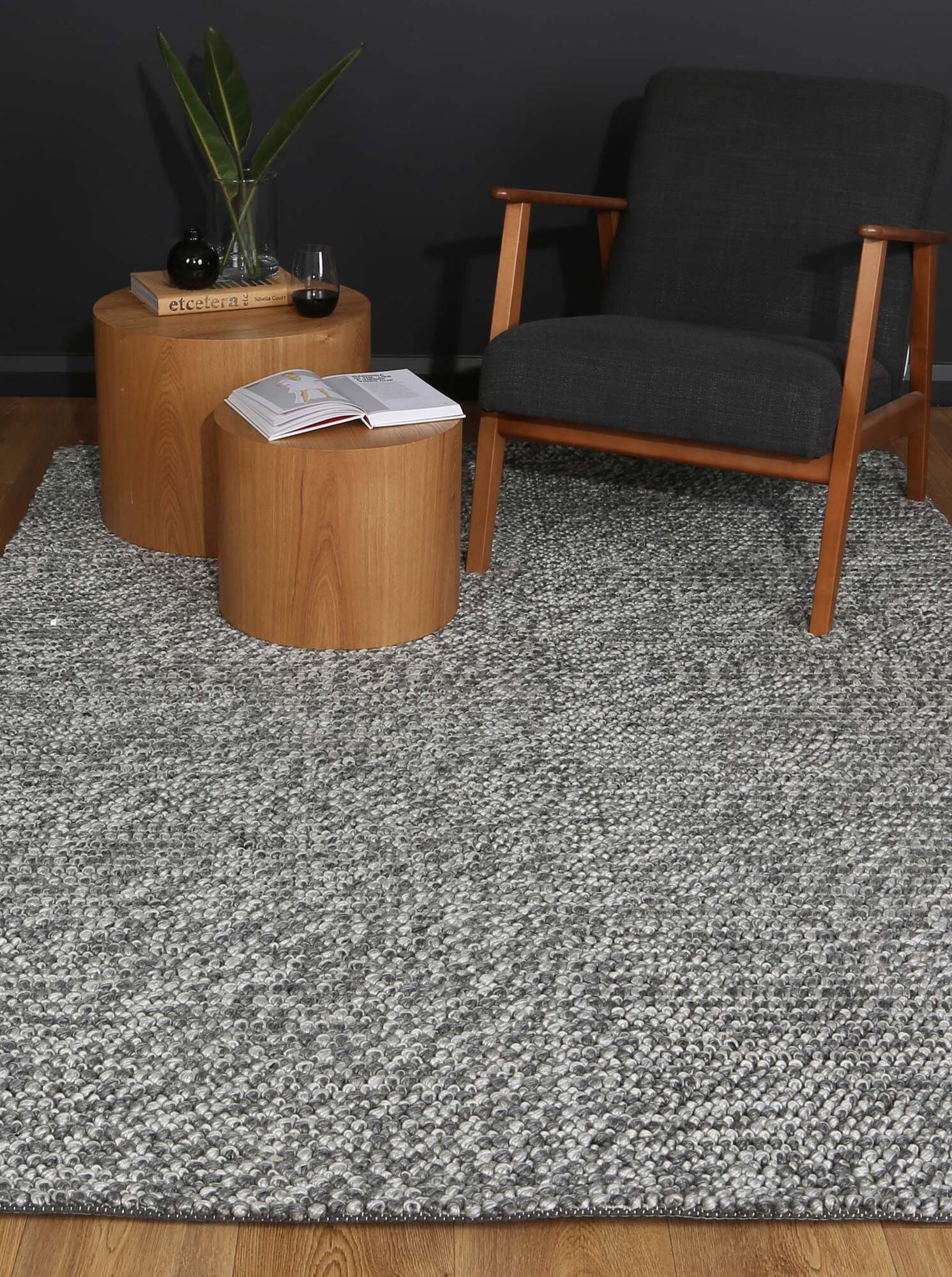Large View Zuri Charcoal Hand Loomed Rug(Size 230 x 160cm)