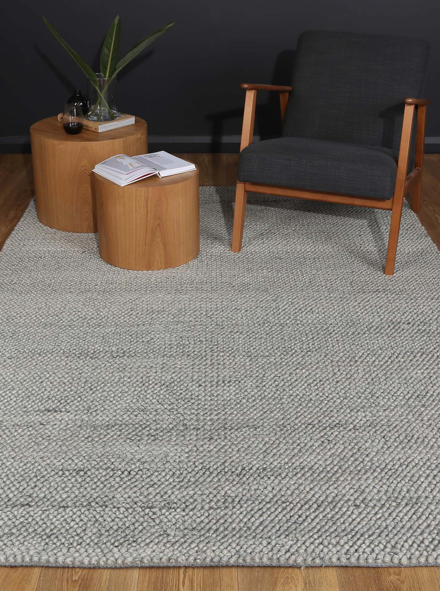 Large View Zuri Grey Hand Loomed Rug(Size 230 x 160cm)