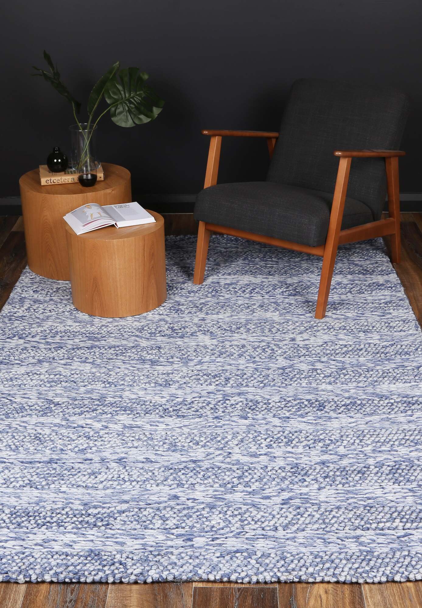 Zuri Blue Hand Loomed Wool Rug(Size 230 x 160cm)