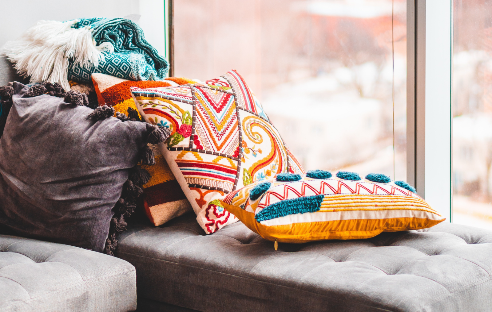 colourful throw cushions