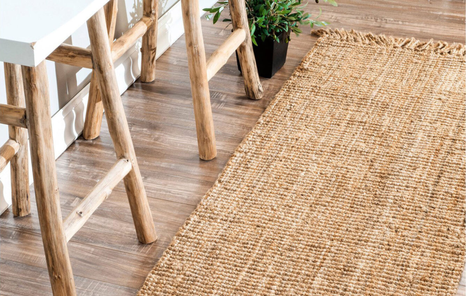 jute rug on wooden floor