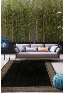 Soleil Beige Border Flatweave Rug