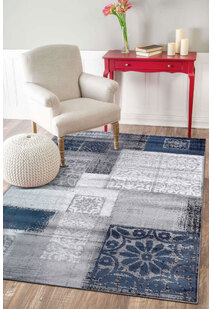 Atlanta Blue Modern Patchwork Rug