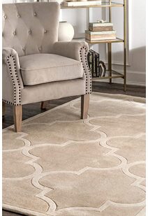 Mia Beige Hand Carved Trellis Rug