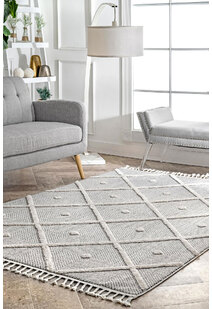 Aroma Grey Moroccan Fringed Rug