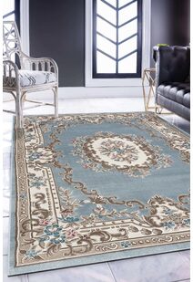 Abbie Blue Aubusson Floral Rugs