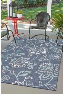 Ambient Blue Floral Outdoor Rug