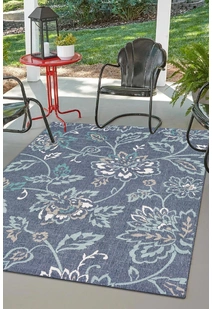 Ambient Blue Floral Outdoor Rug