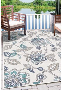 Ambient Floral Ivory Outdoor Rug