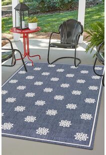 Ambient Navy Floral Outdoor Rug