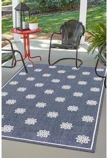 Ambient Navy Floral Outdoor Rug
