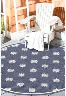 Ambient Navy Floral Outdoor Rug