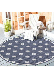 Ambient Navy Floral Outdoor Rug