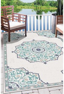 Ambient Ivory Floral Outdoor Rug