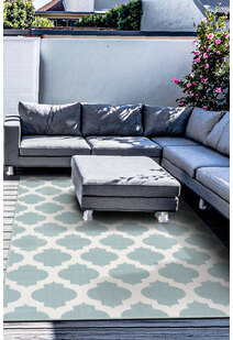 Ambient Teal Trellis Outdoor Rug