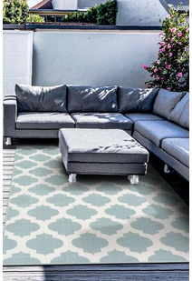 Ambient Teal Trellis Outdoor Rug
