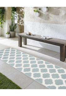 Ambient Teal Trellis Outdoor Rug