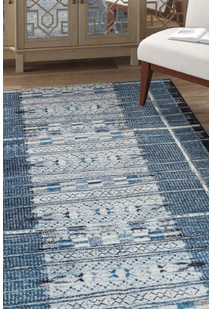 Aperto Blue Tribal Pattern Rug