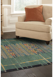 Aperto Green Tribal Pattern Rug