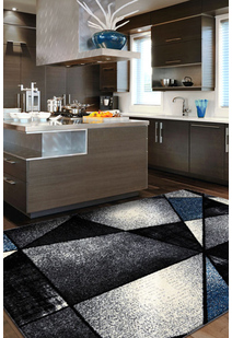 Aria Blue Modern Geometric Rug