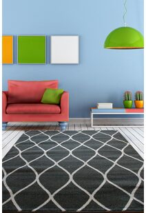 Bonnie Modern Black Trellis Rug