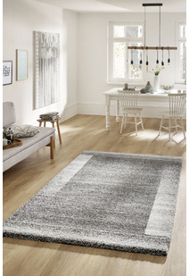 Boston Grey Modern Border Rug