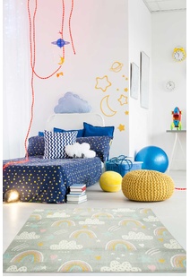 Candy Rainbow & Clouds Kids Rug