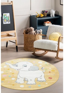 Candy Elephant Kids Round Rug