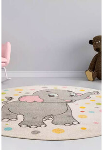Candy Elephant Kids Round Rug