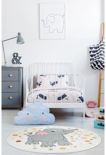 Candy Elephant Kids Round Rug