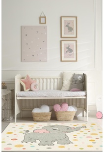 Candy Elephant Kids Square Rug