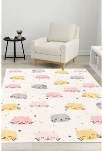 Candy Cat Face Kids Rug