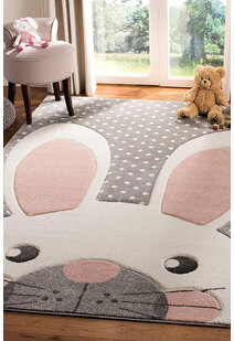 Charlie Rabbit Head Grey Kids Rug