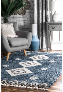 Charles Blue Moroccan Shaggy Rug