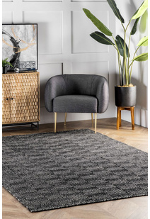 Dhurrie Black Flatweave Wool Rug