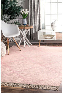 Dhurrie Pink Diamond Pattern Rug