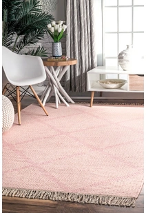 Dhurrie Pink Diamond Pattern Rug