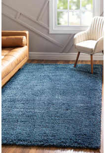 Dream Plain Blue Shaggy Rug