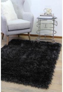 Elisa Silky Soft Black Shaggy Rug