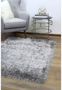 Elisa Plain Grey Thick Shaggy Rug