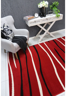 Emma Red Modern Striped Rug