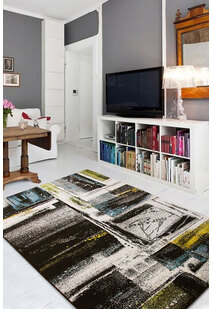 Ellen Black Modern Abstract Rug