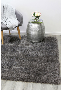 Flavia Plain Black Soft Shaggy Rug