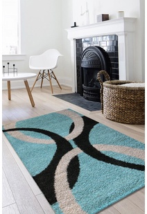 Moss Modern Turquoise Shag Rug
