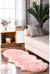 Fluffy Pink Fur Faux Sheepskin Rug