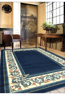 Gil Traditional Navy Border Rug